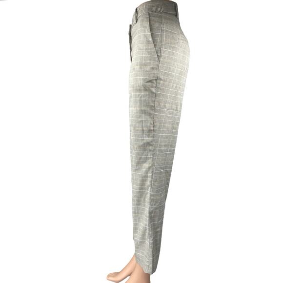 H&M Women's Gray Plaid Checkered High Rise Straight Leg Trousers Dress Pants 6 - Picture 2 of 5